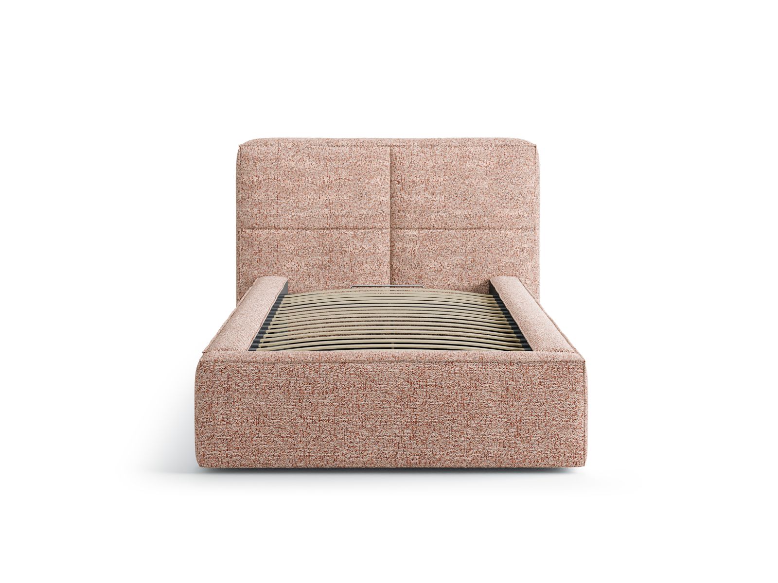Stylisches Darren Bett mit 90 cm Kopfteil und praktischem Stauraum in Pink Melange, ideal für moderne Schlafzimmer.