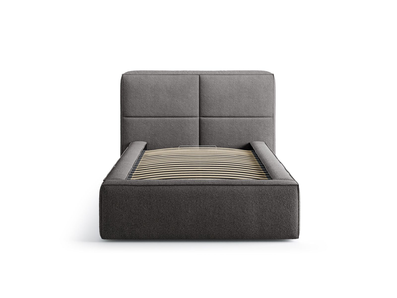 Stylisches Darren Bett mit 90 cm Breite, Kopfteil und praktischem Stauraum in Graphit, ideal für moderne Schlafzimmer.