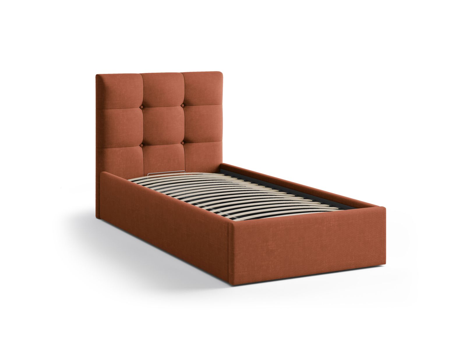 Modernes Phaedra Bett mit 90 cm Breite, elegantem Kopfteil und cleverem Stauraum, ideal für stilvolle Schlafzimmer.