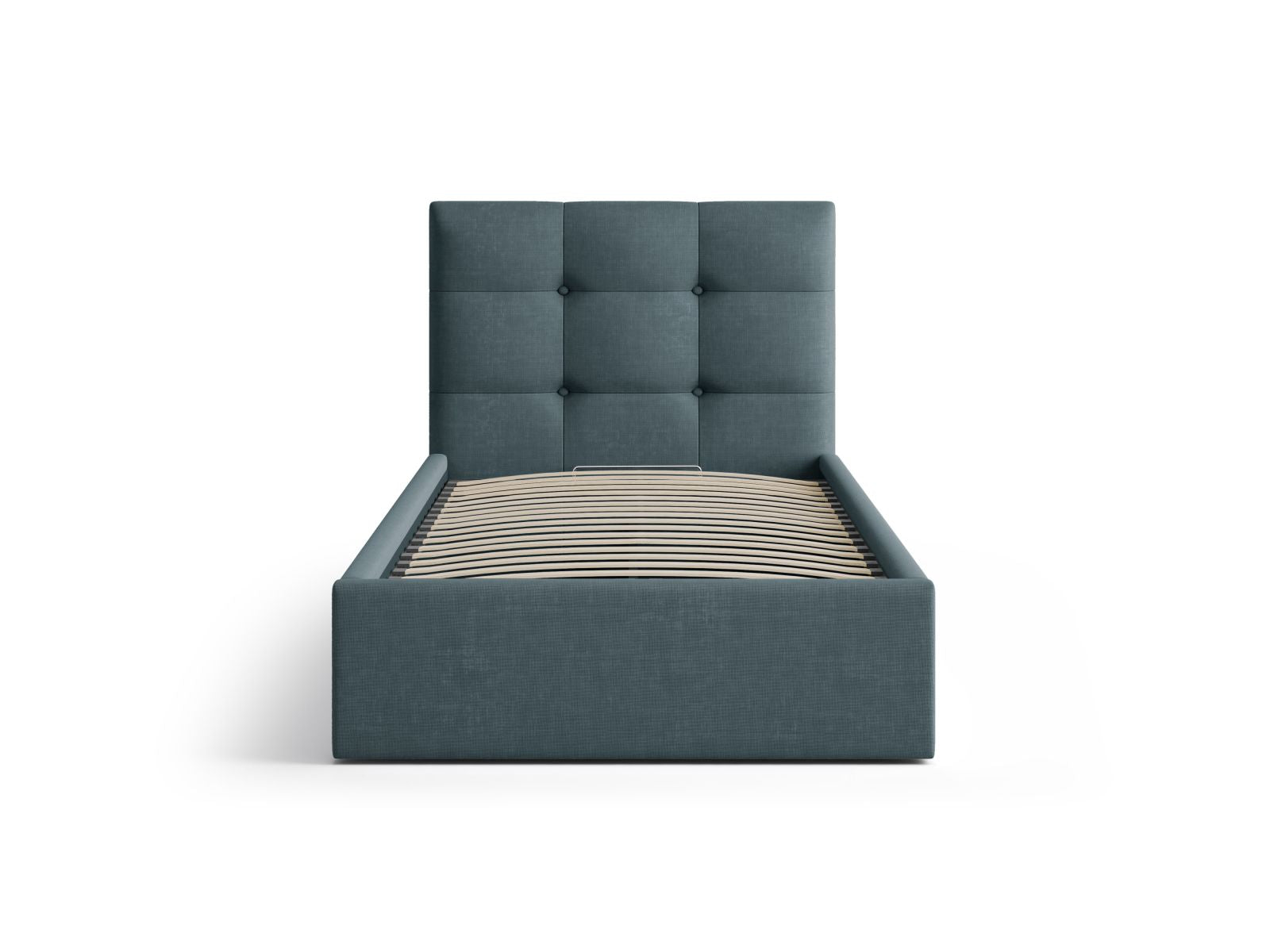 Elegantes Phaedra Bett mit 90 cm Breite, Stauraum und stilvollem Kopfteil in Deep Petrol-Liberty, ideal für moderne Schlafzimmer.