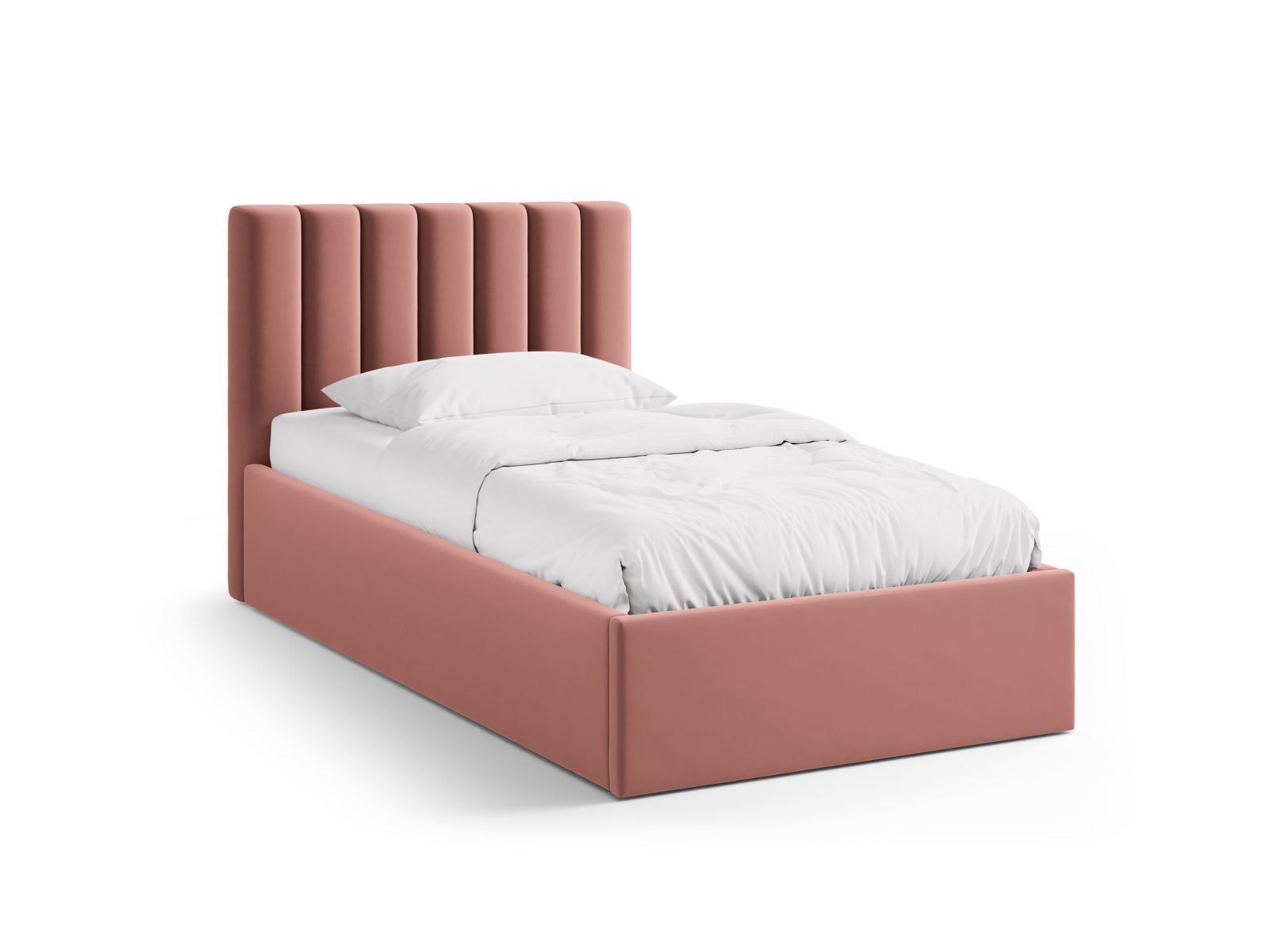 Allison Bett mit Stauraum mit Kopfteil 90cm in Pink-Bluvel präsentiert im Onlineshop von KAQTU Design AG. Bett ist von Micadoni