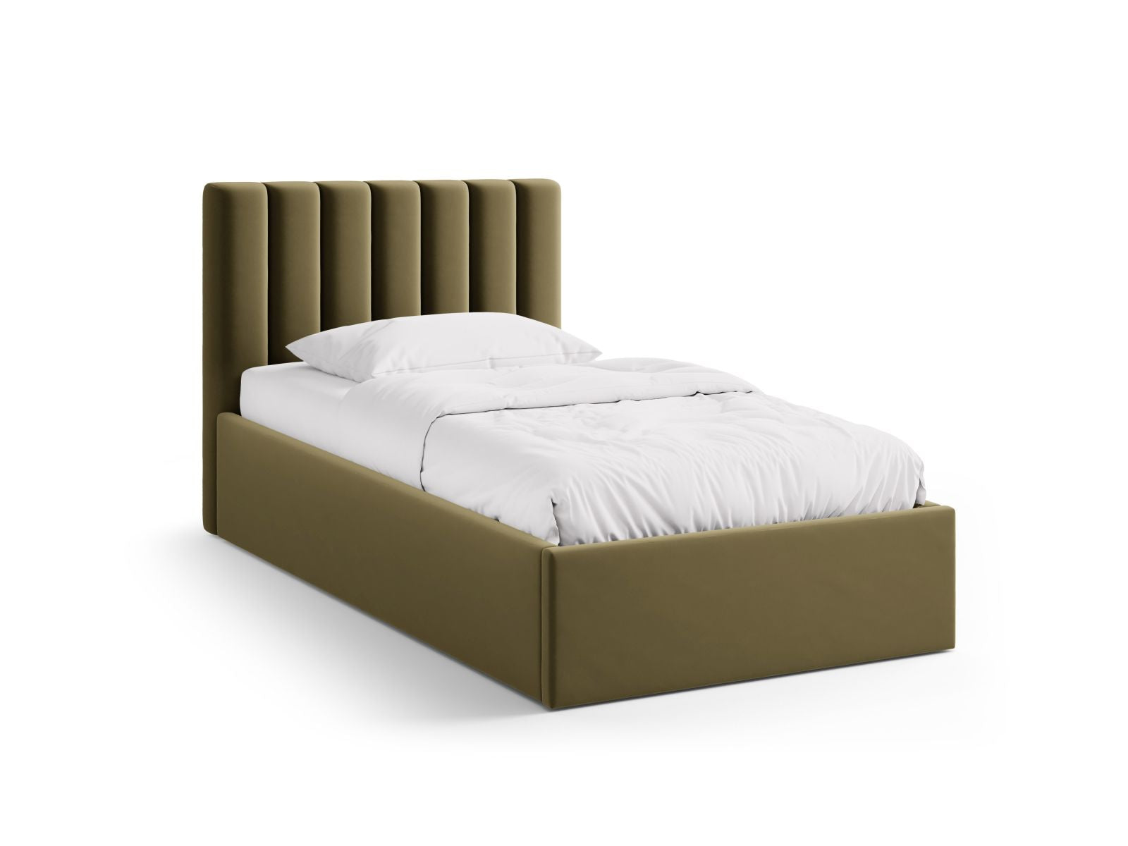 Allison Bett mit Stauraum mit Kopfteil 90cm in Green-Bluvel präsentiert im Onlineshop von KAQTU Design AG. Bett ist von Micadoni