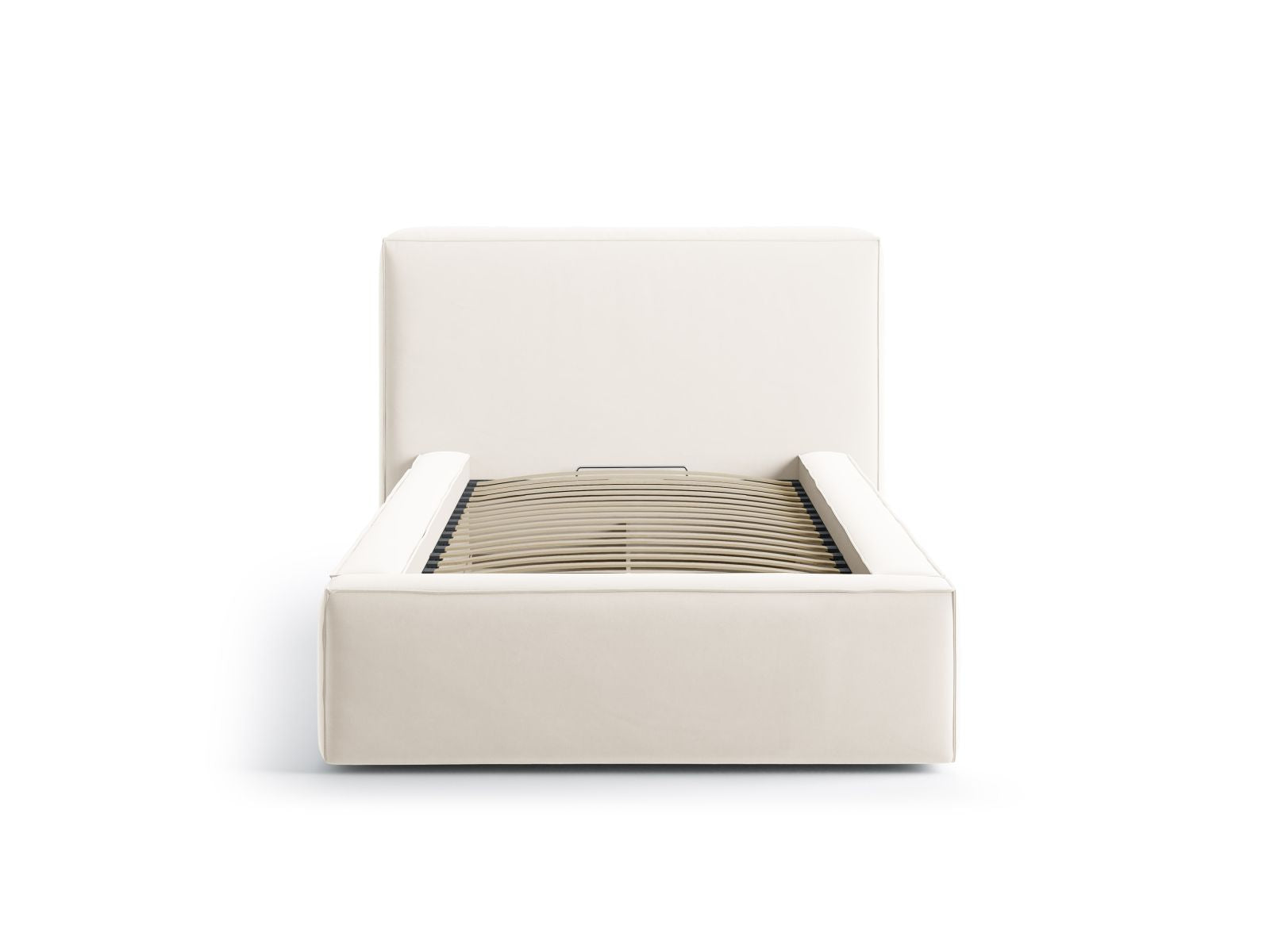 Elegantes Jodie Bett mit 90 cm Breite, Stauraum und Kopfteil in Light Beige-Bluvel, ideal für stilvolle Schlafzimmergestaltung.