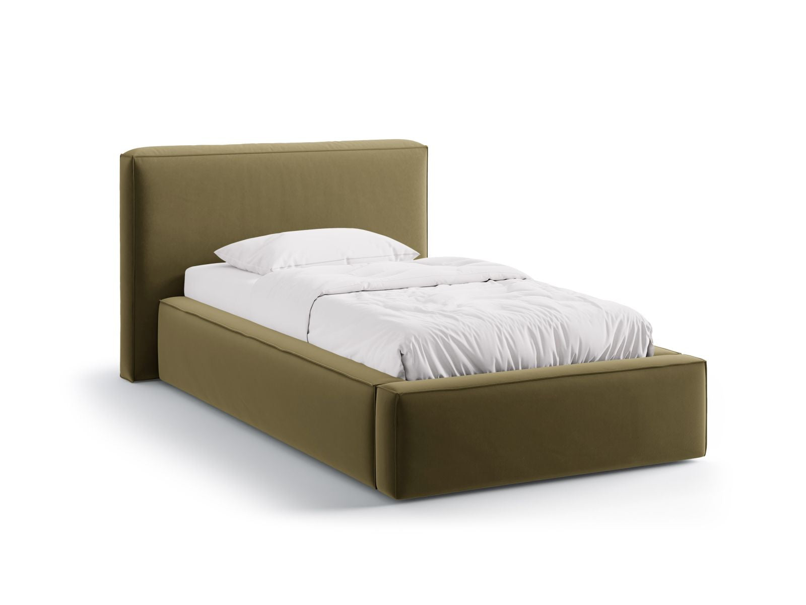 Jodie Bett mit Stauraum mit Kopfteil 90cm in Green-Bluvel präsentiert im Onlineshop von KAQTU Design AG. Bett ist von Micadoni