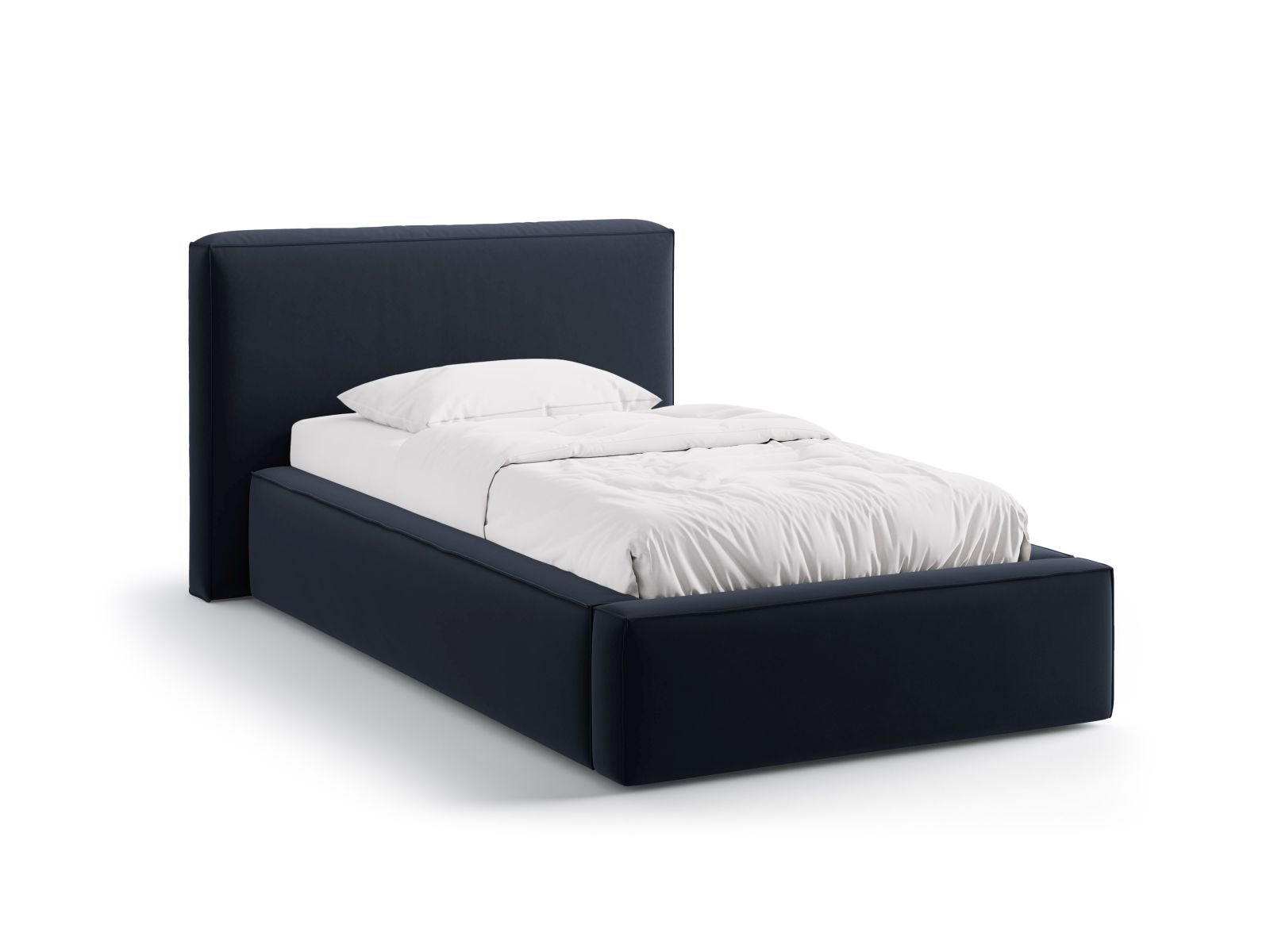 Jodie Bett mit Stauraum mit Kopfteil 90cm in Dark Blue-Bluvel präsentiert im Onlineshop von KAQTU Design AG. Bett ist von Micadoni