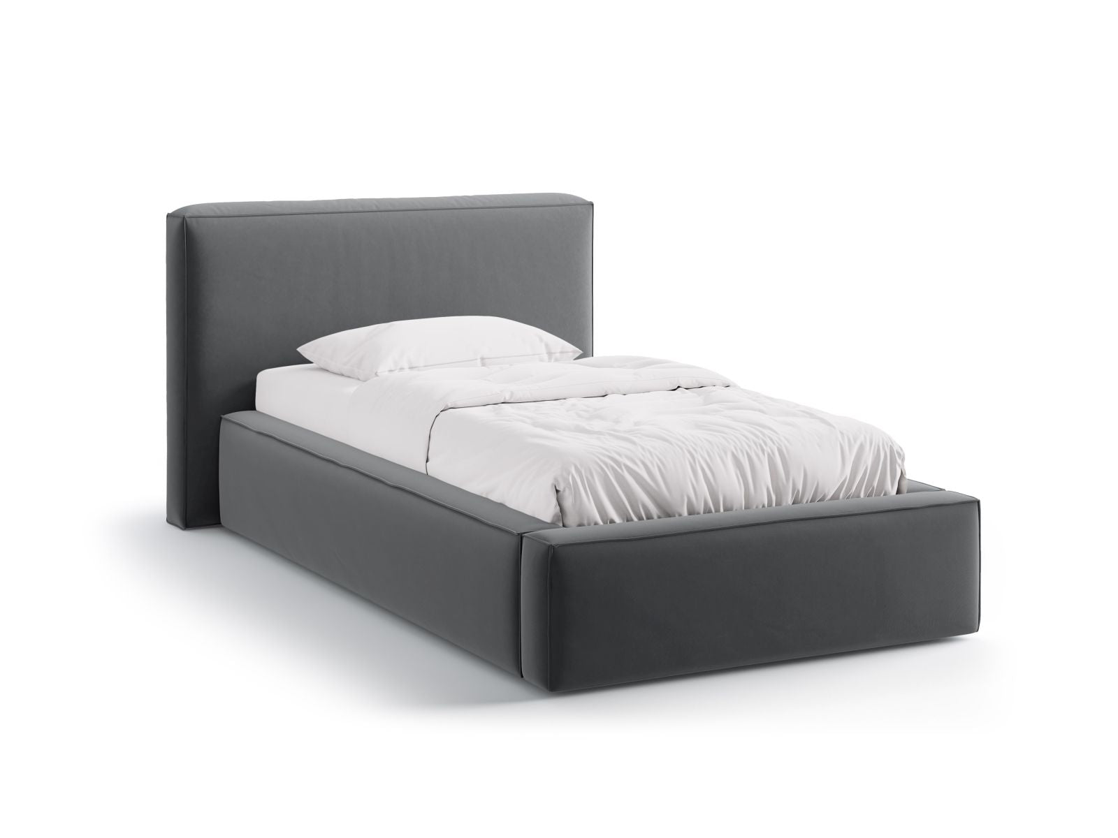 Jodie Bett mit Stauraum mit Kopfteil 90cm in Grey-Bluvel präsentiert im Onlineshop von KAQTU Design AG. Bett ist von Micadoni