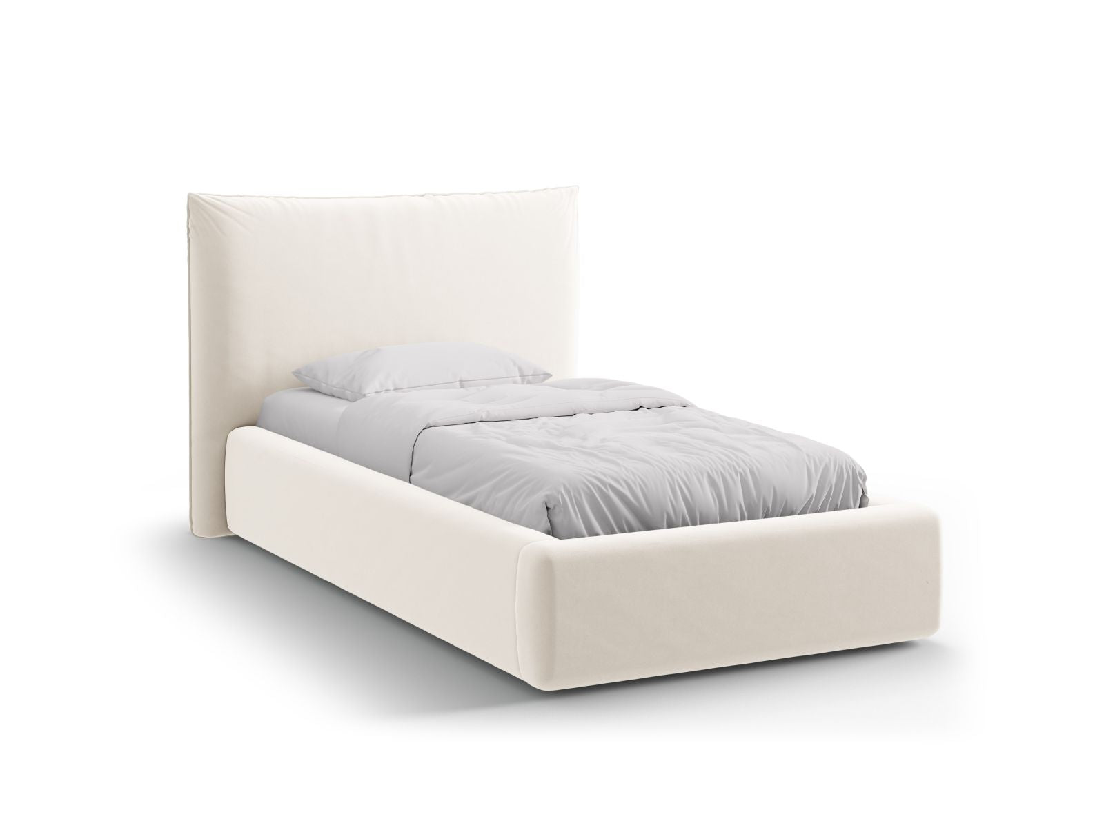Kaelle Bett mit Stauraum mit Kopfteil 90cm in Light Beige-Bluvel präsentiert im Onlineshop von KAQTU Design AG. Bett ist von Micadoni