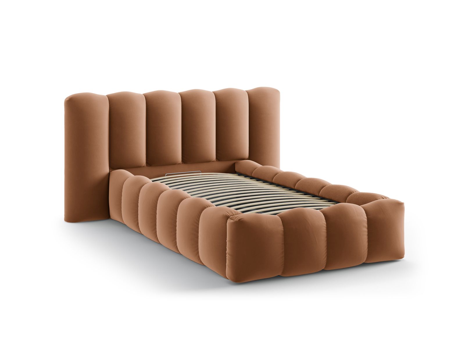 Stylisches Lupine Bett von Micadoni mit praktischem Stauraum und elegantem Kopfteil, ideal für kleine Räume und modernes Wohnen.
