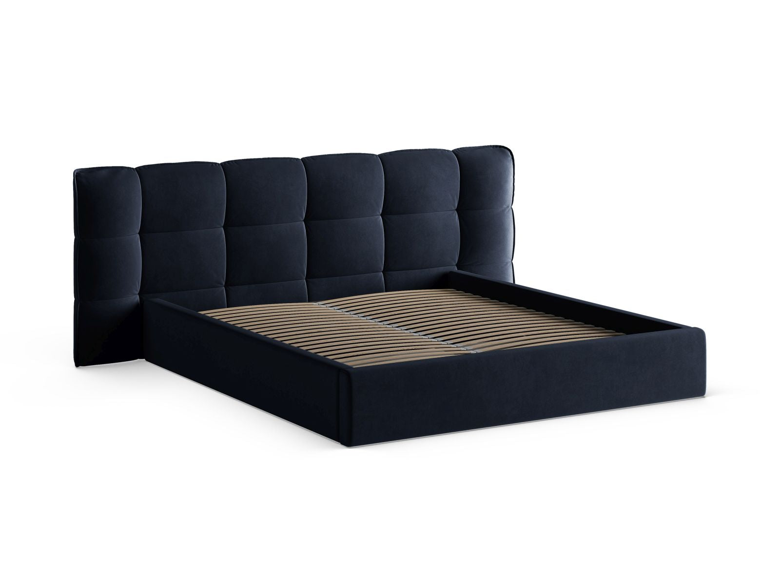 Modernes Eric Bett in Royal Blue mit integriertem Stauraum und ansprechendem Kopfteil, ideal für stilvolle und funktionale Schlafzimmer.
