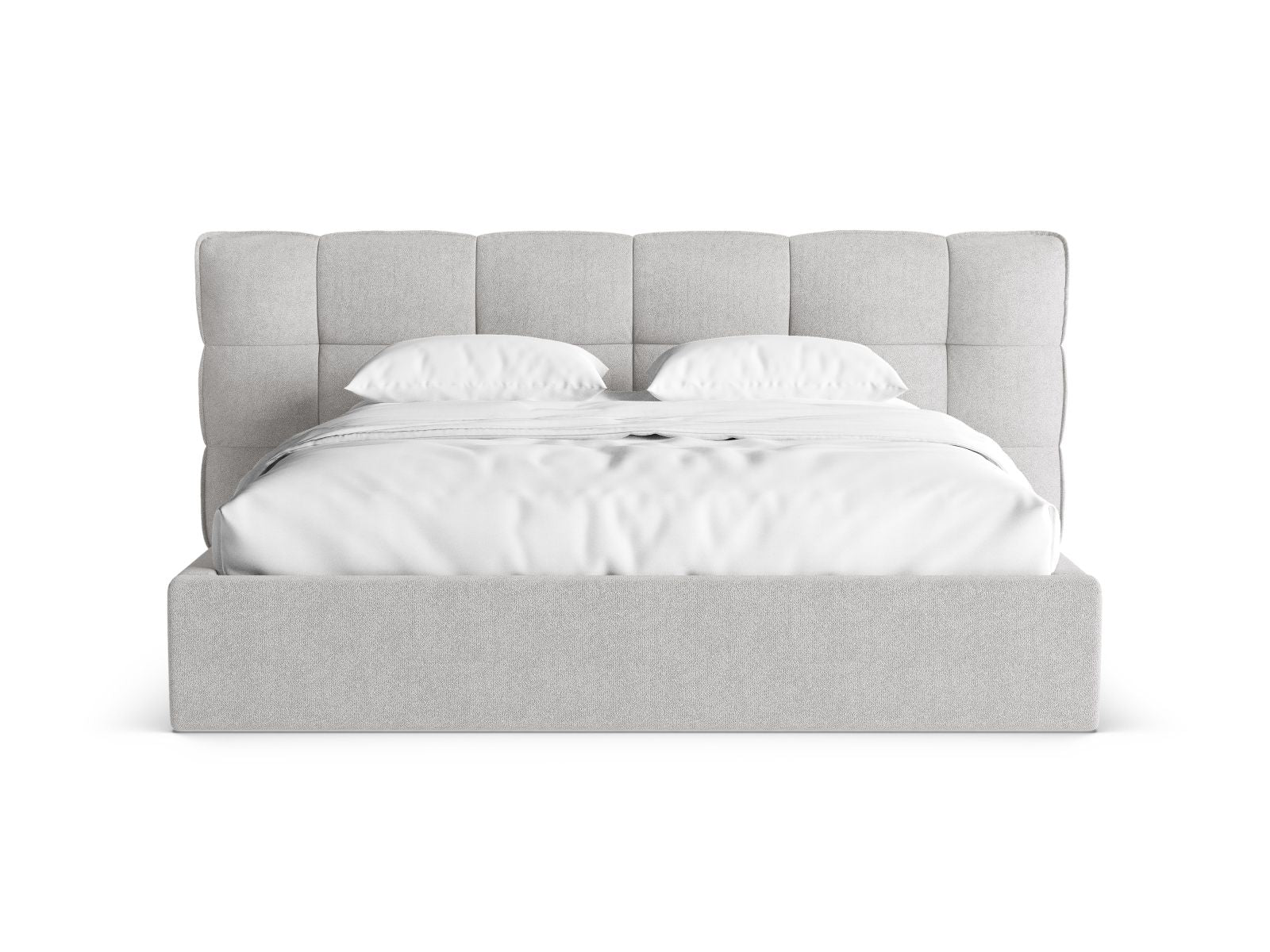 Stylisches Eric Bett mit praktischem Stauraum und elegantem Kopfteil in Light Grey-Sicuro, ideal für moderne Schlafzimmer.