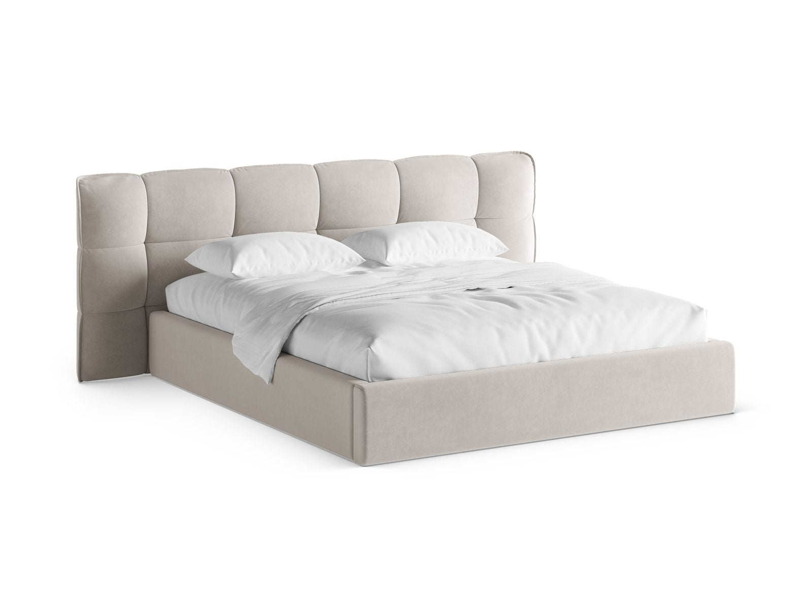 Eric Bett mit Stauraum mit Kopfteil 180cm in Light Beige-Casino präsentiert im Onlineshop von KAQTU Design AG. Bett ist von Micadoni