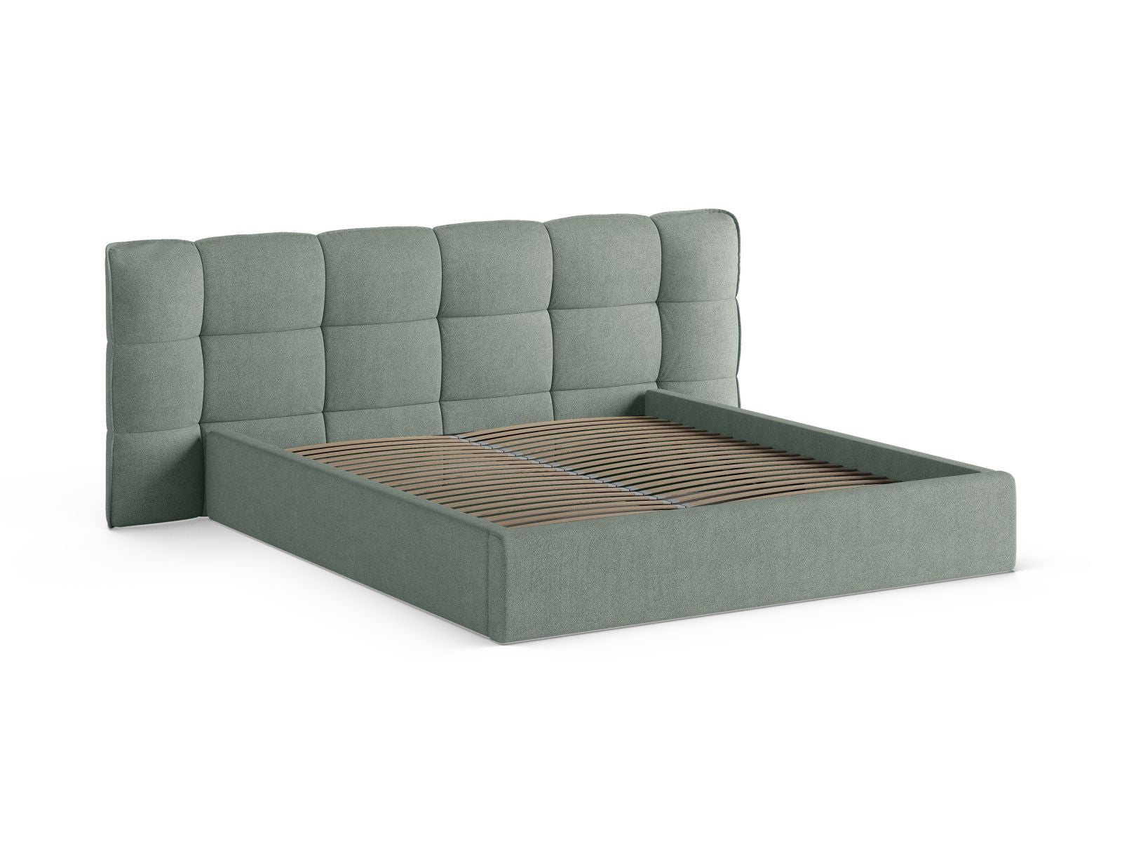 Elegantes Eric Bett mit praktischem Stauraum und stilvollem Kopfteil in Mint-Sicuro, ideal für moderne Schlafzimmergestaltung.