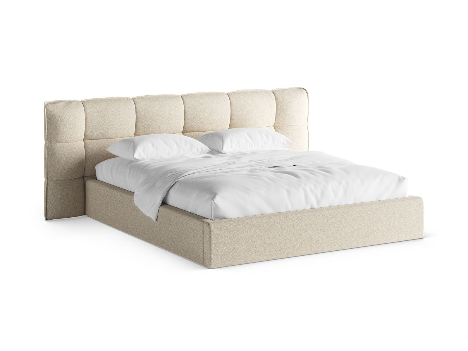 Eric Bett mit Stauraum mit Kopfteil 180cm in Light Beige Melange-Puente präsentiert im Onlineshop von KAQTU Design AG. Bett ist von Micadoni
