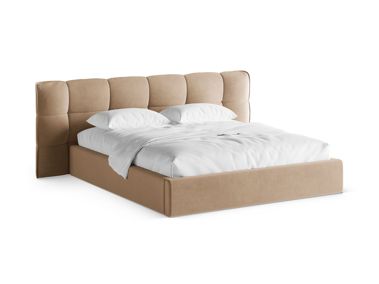 Eric Bett mit Stauraum mit Kopfteil 200cm in Sand-Casino präsentiert im Onlineshop von KAQTU Design AG. Bett ist von Micadoni