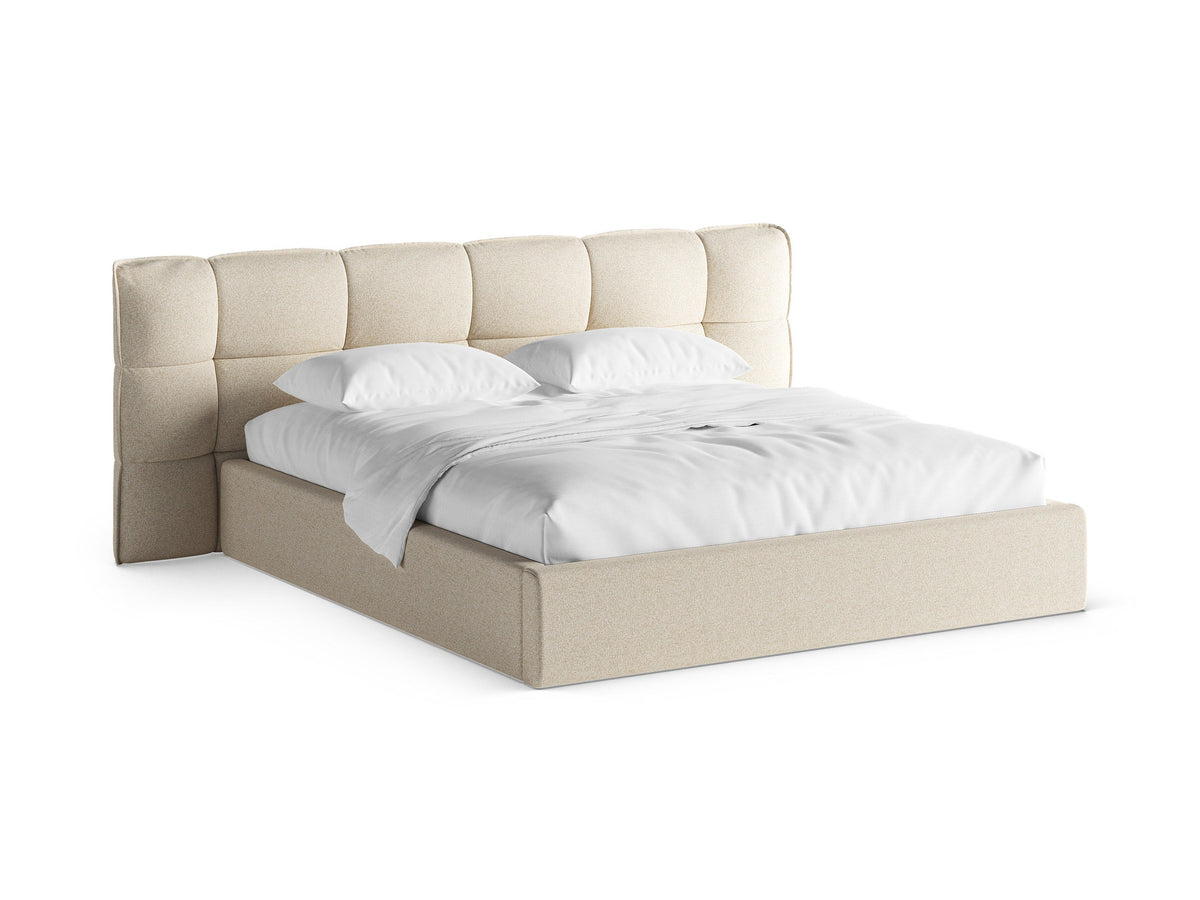 Eric Bett mit Stauraum mit Kopfteil 200cm in Light Beige Melange-Puente präsentiert im Onlineshop von KAQTU Design AG. Bett ist von Micadoni