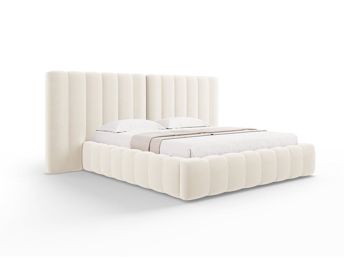Kelp Bett mit Stauraum und doppeltem Headboard 140cm in Light Beige-Bluvel präsentiert im Onlineshop von KAQTU Design AG. Bett ist von Micadoni