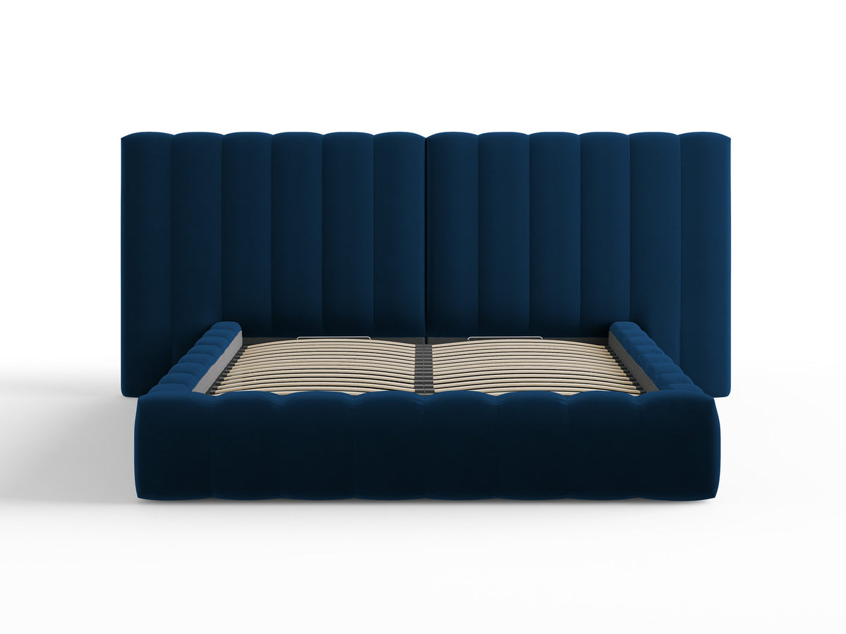 Kelp Bett mit Stauraum und doppeltem Headboard 140cm in Royal Blue-Bluvel präsentiert im Onlineshop von KAQTU Design AG. Bett ist von Micadoni