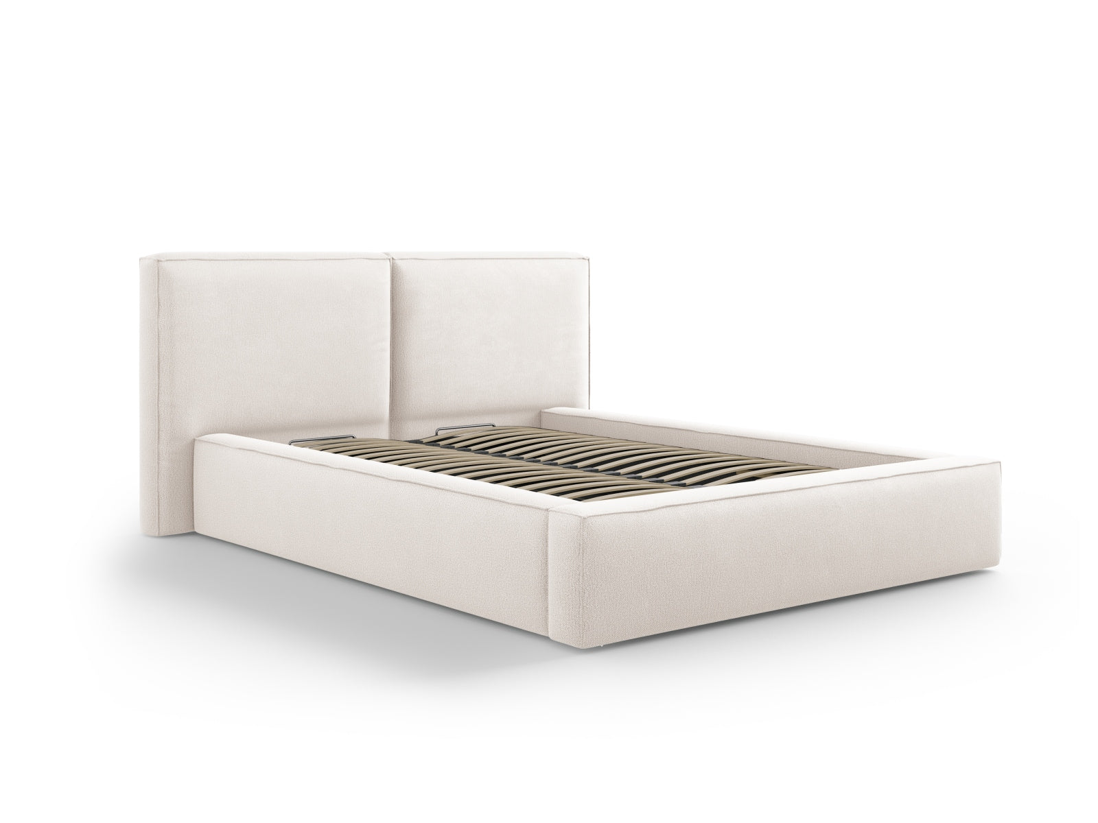 Jodie Bett mit Stauraumfunktion mit doppeltem Headboard  194cm in Light Beige präsentiert im Onlineshop von KAQTU Design AG. Bett ist von Micadoni
