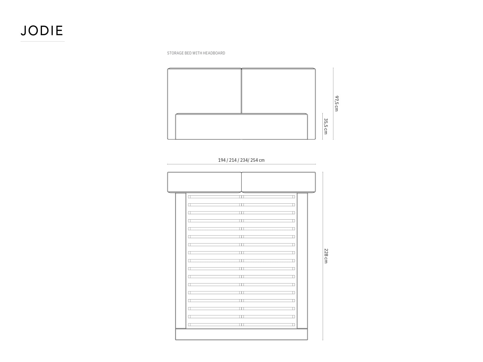 Jodie Bett mit Stauraumfunktion mit doppeltem Headboard  194cm in Light Beige präsentiert im Onlineshop von KAQTU Design AG. Bett ist von Micadoni