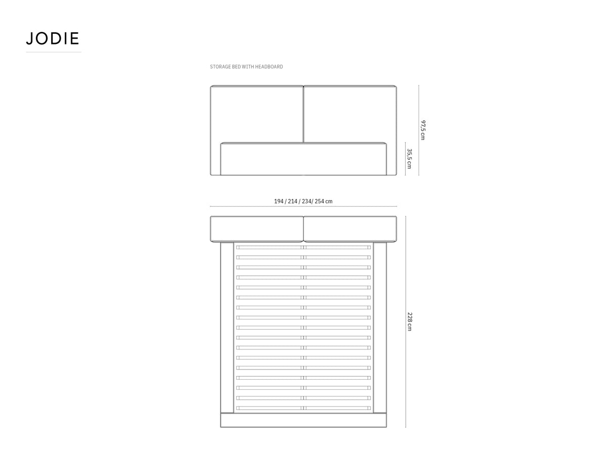 Jodie Bett mit Stauraumfunktion mit doppeltem Headboard 140cm in Light Beige-Megan präsentiert im Onlineshop von KAQTU Design AG. Bett ist von Micadoni