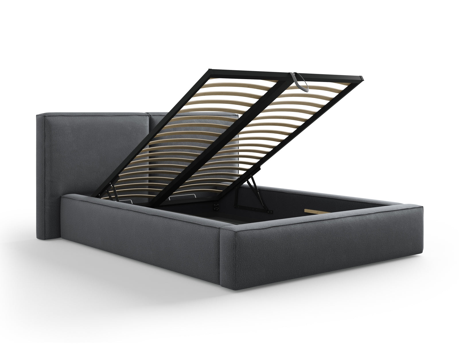 Jodie Bett mit Stauraumfunktion mit doppeltem Headboard  194cm in Dark Grey präsentiert im Onlineshop von KAQTU Design AG. Bett ist von Micadoni