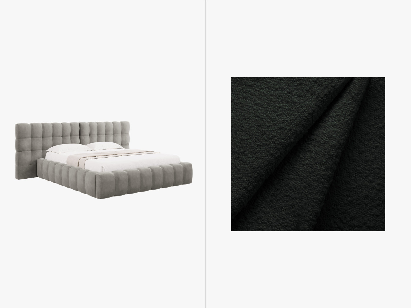 Mamaia Boucle Bett mit Strauaum und doppeltem Headboard  250cm in Black/Schwarz präsentiert im Onlineshop von KAQTU Design AG. Bett ist von Micadoni