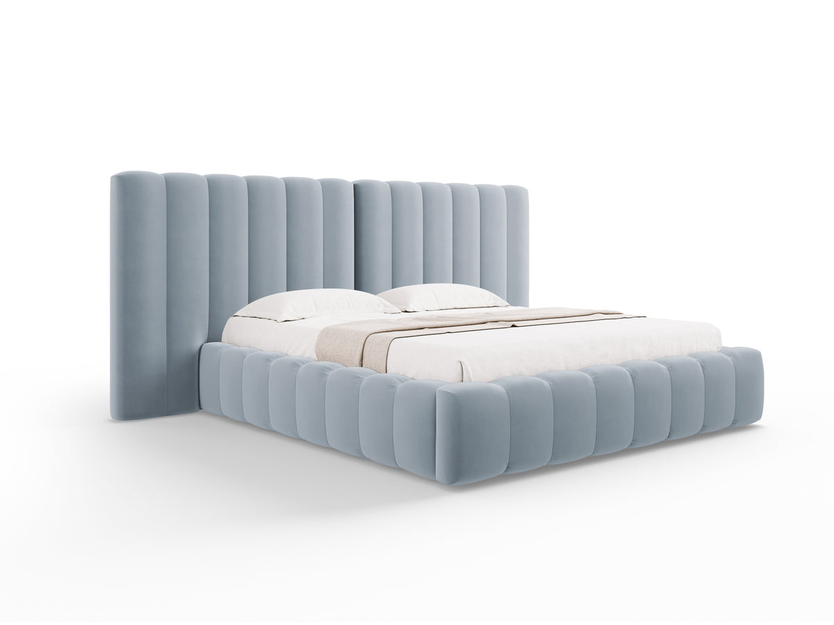 Kelp Bett mit Stauraum und double Headboard 160cm in Light Blue-Bluvel präsentiert im Onlineshop von KAQTU Design AG. Bett ist von Micadoni