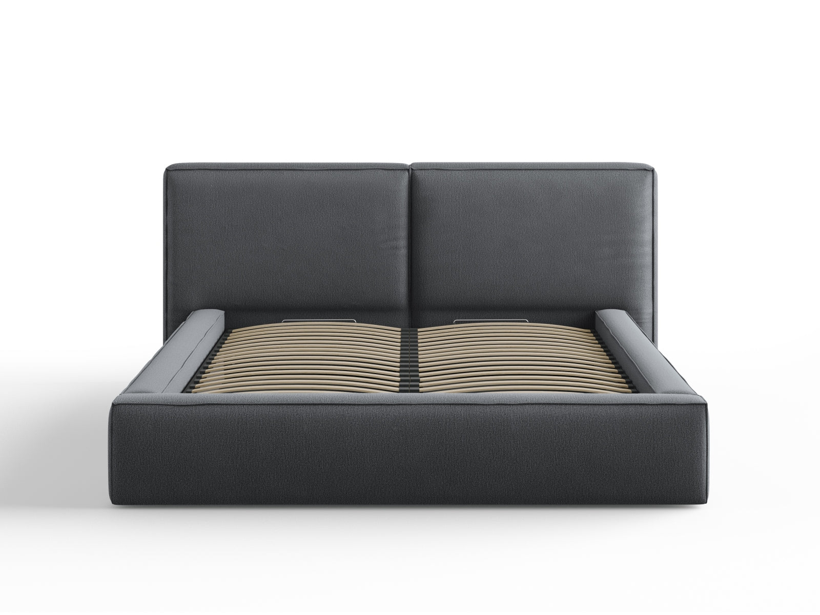 Jodie Bett mit Stauraumfunktion mit doppeltem Headboard  214cm in Dark Grey präsentiert im Onlineshop von KAQTU Design AG. Bett ist von Micadoni