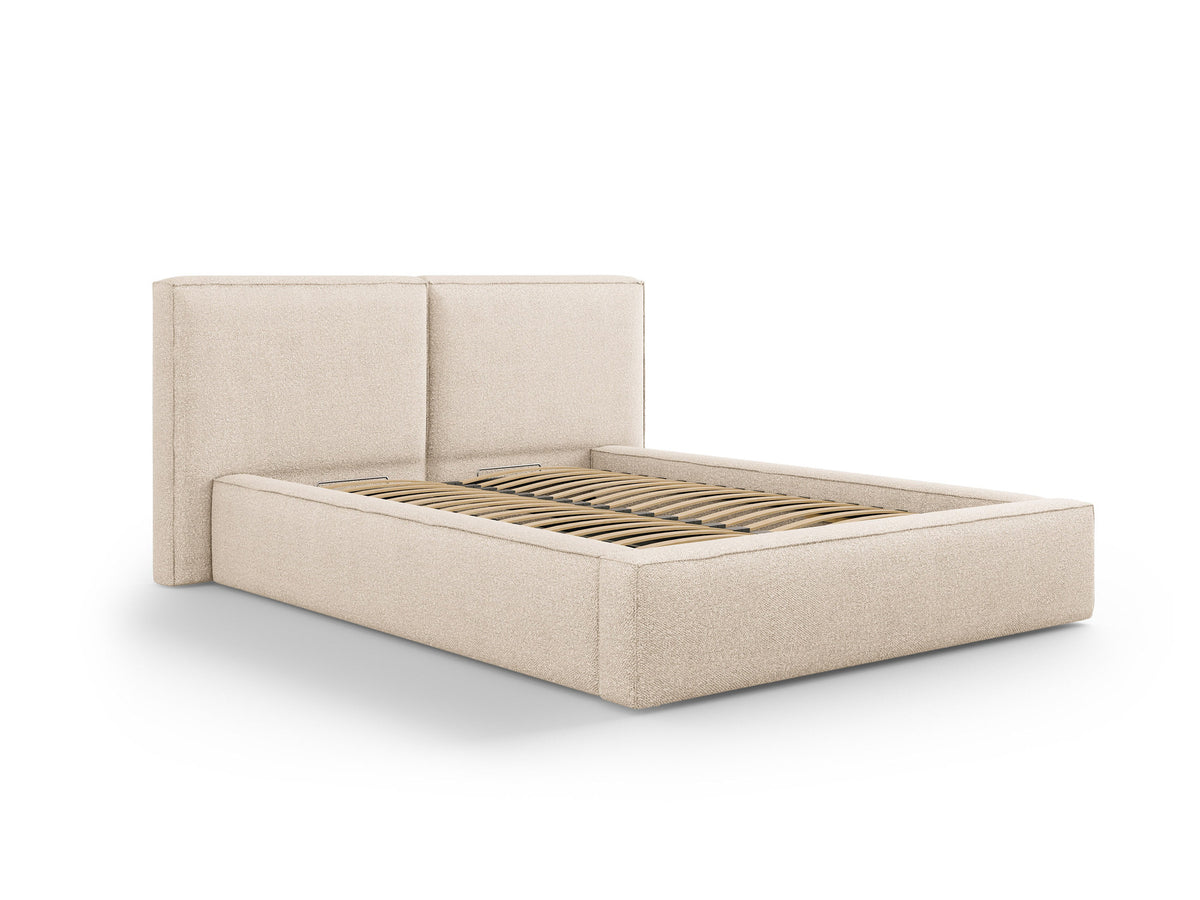 Jodie Bett mit Stauraum und Headboard 180cm in Beige-Baloo präsentiert im Onlineshop von KAQTU Design AG. Bett ist von Micadoni