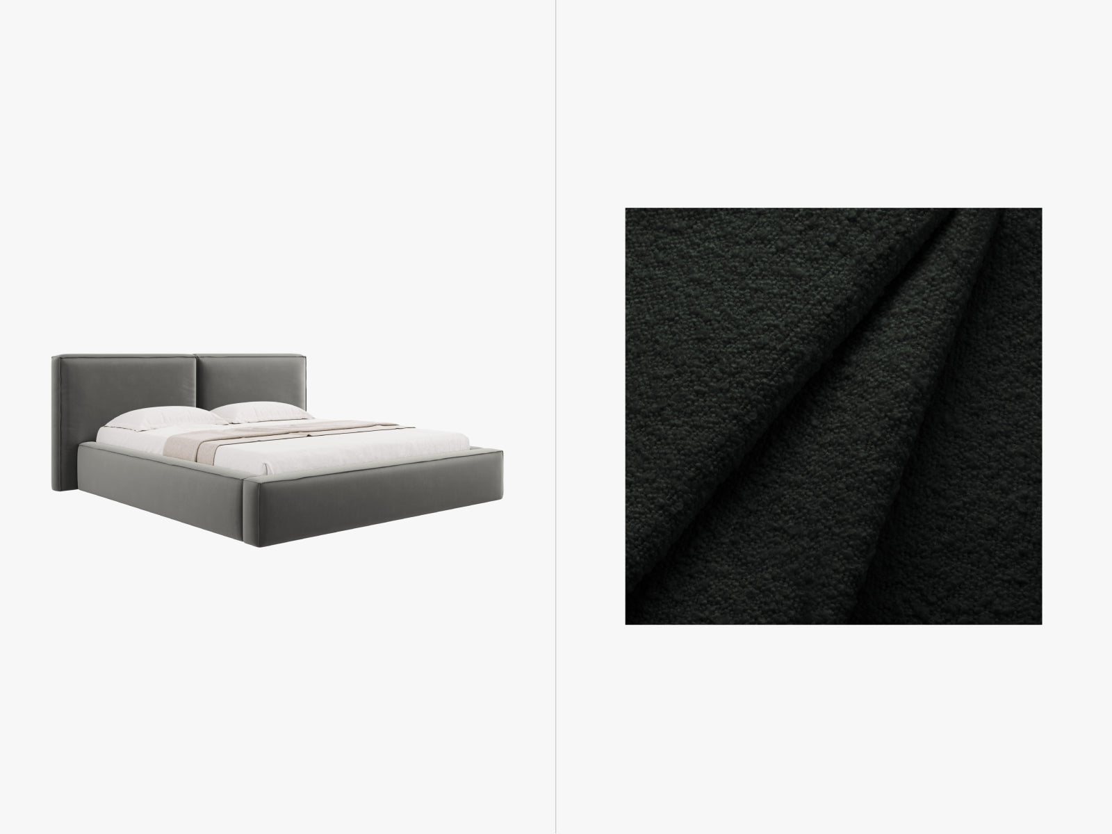 Jodie Boucle Bett mit Stauraum und Headboard  234cm in Black präsentiert im Onlineshop von KAQTU Design AG. Bett ist von Micadoni