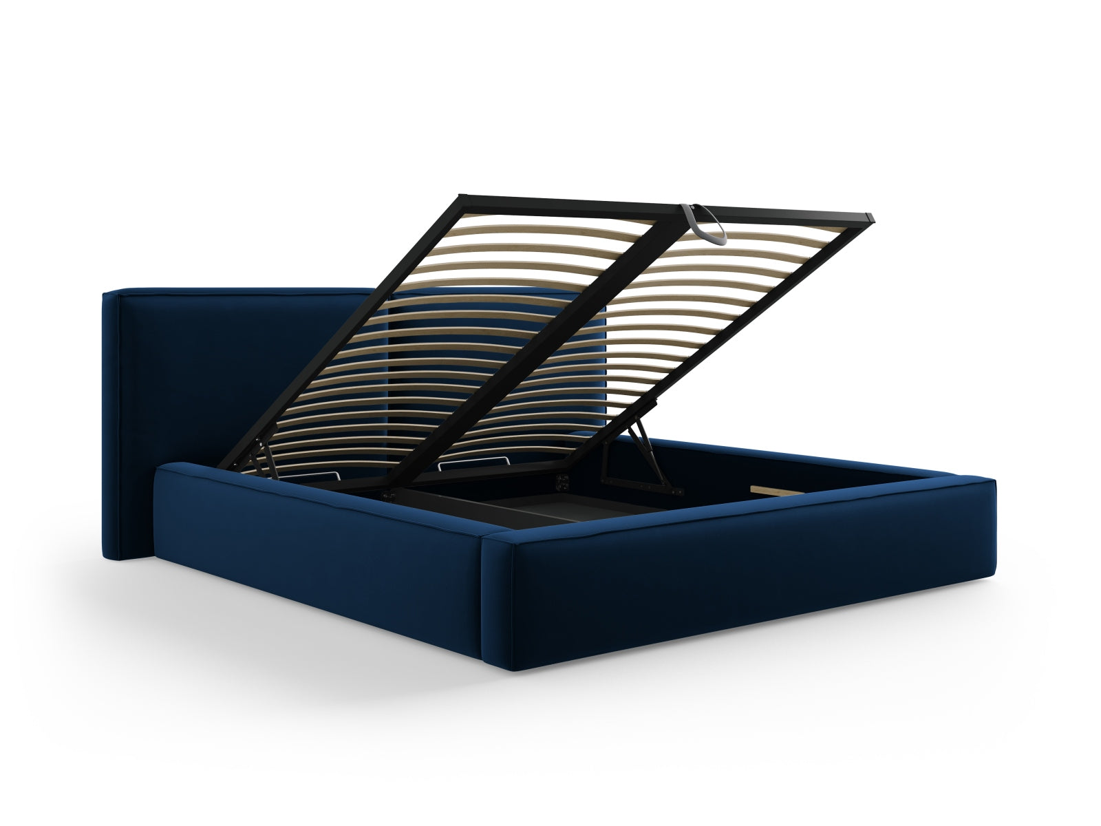 Erleben Sie das luxuriöse Jodie Velour Bett von Micadoni, das mit seinem doppelten Headboard und cleverem Stauraum für stilvolle Ordnung sorgt.