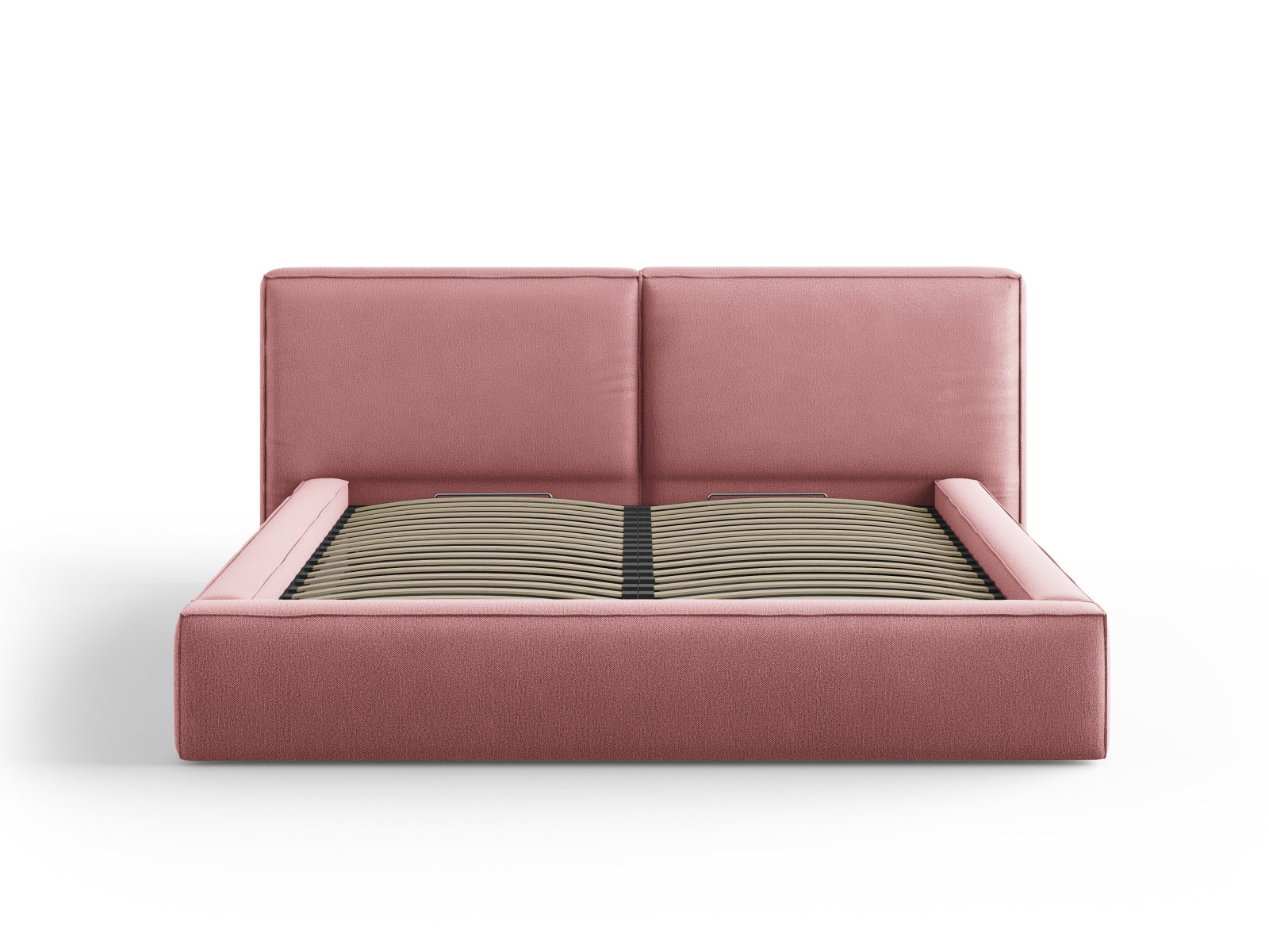 Elegantes Jodie Bett in Pink mit praktischem Stauraum und doppeltem Kopfteil, ideal für stilvolle Schlafzimmergestaltung.