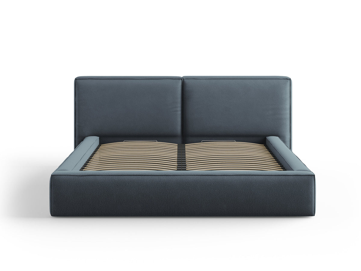 Jodie Bett mit Stauraumfunktion mit doppeltem Headboard 180cm in Blue-Megan präsentiert im Onlineshop von KAQTU Design AG. Bett ist von Micadoni