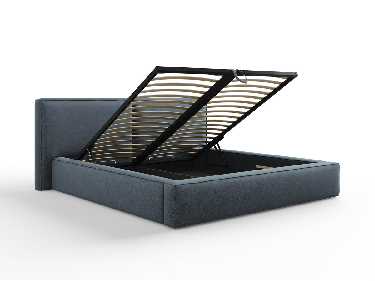 Jodie Bett mit Stauraumfunktion mit doppeltem Headboard 180cm in Blue-Megan präsentiert im Onlineshop von KAQTU Design AG. Bett ist von Micadoni