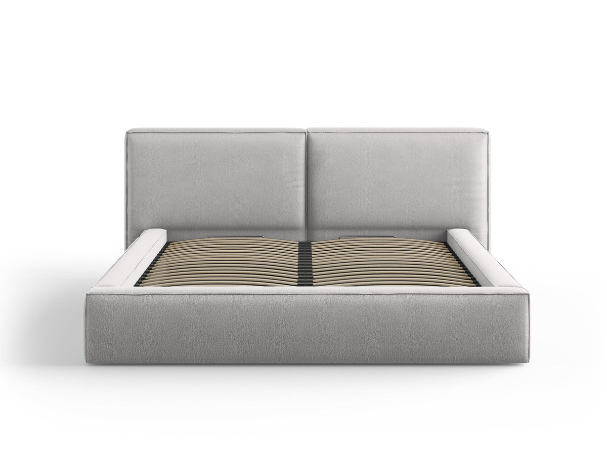 Jodie Bett mit Stauraumfunktion mit doppeltem Headboard 180cm in Light Grey-Megan präsentiert im Onlineshop von KAQTU Design AG. Bett ist von Micadoni