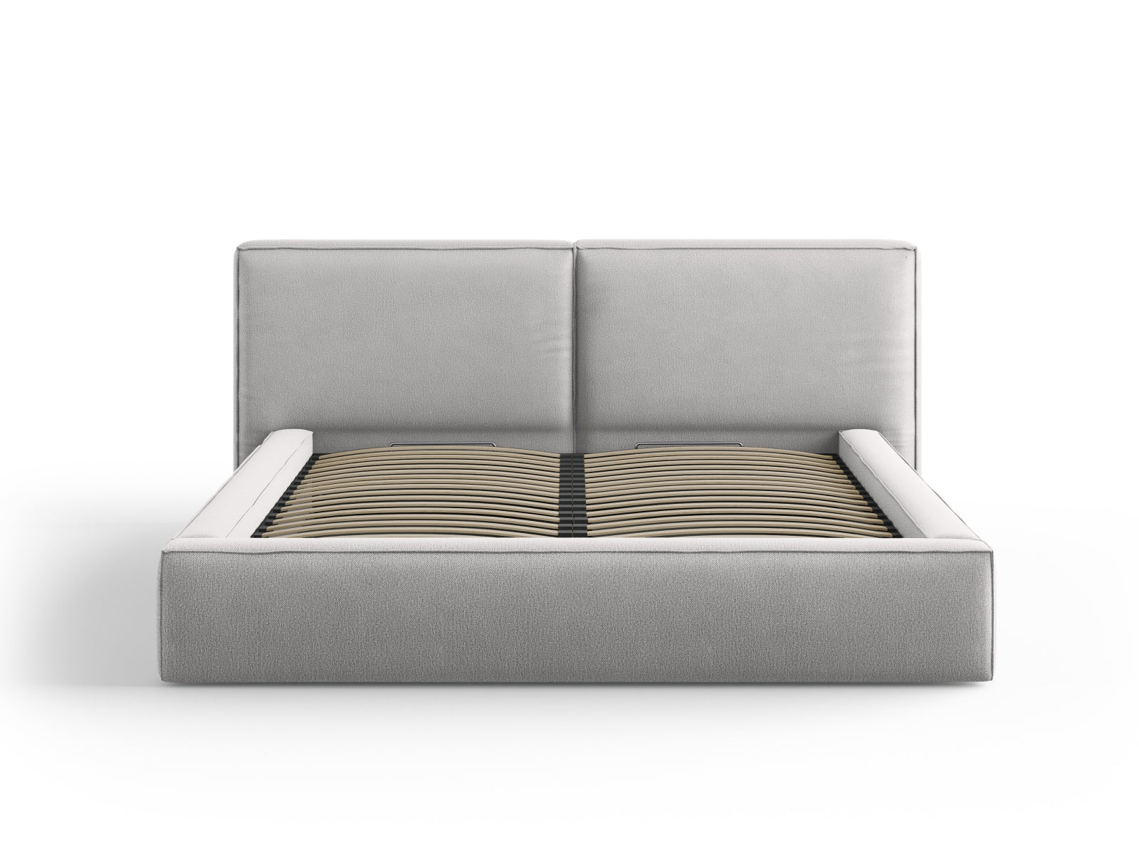 Jodie Bett mit Stauraumfunktion mit doppeltem Headboard  234cm in Light Grey präsentiert im Onlineshop von KAQTU Design AG. Bett ist von Micadoni