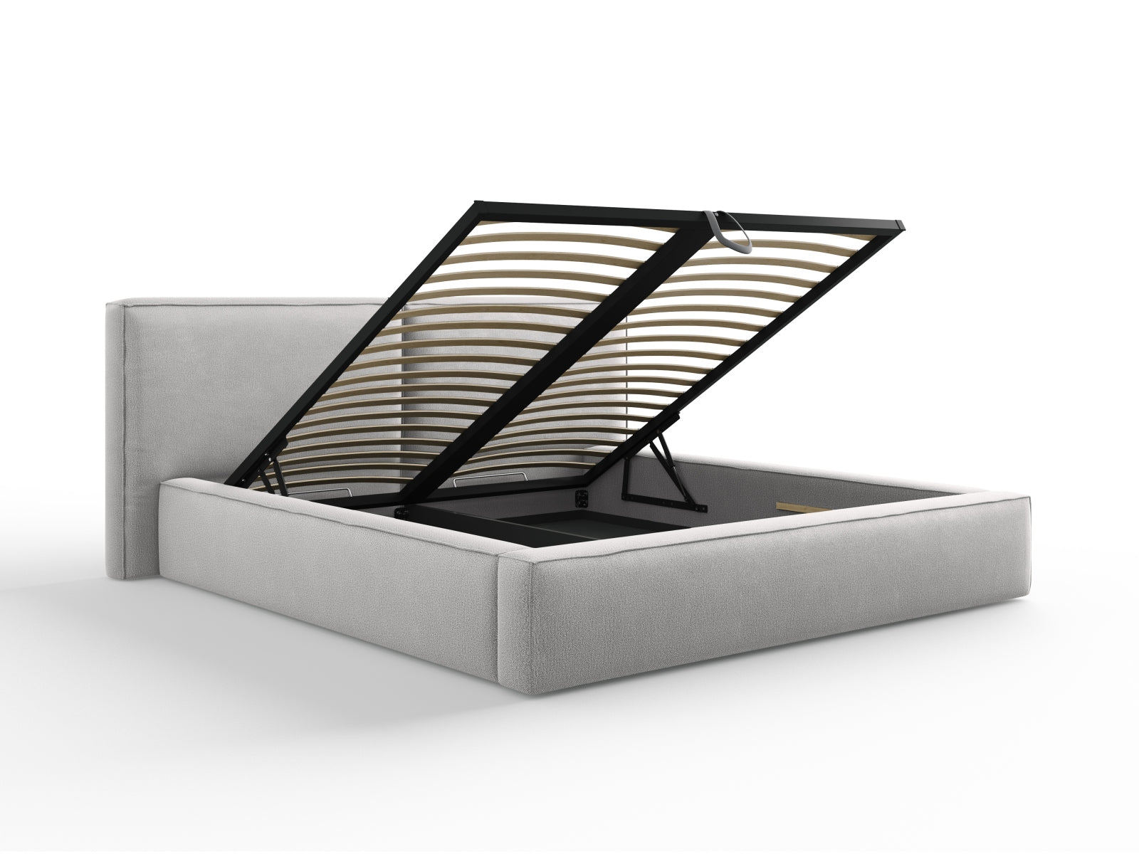 Jodie Bett mit Stauraumfunktion mit doppeltem Headboard  234cm in Light Grey präsentiert im Onlineshop von KAQTU Design AG. Bett ist von Micadoni