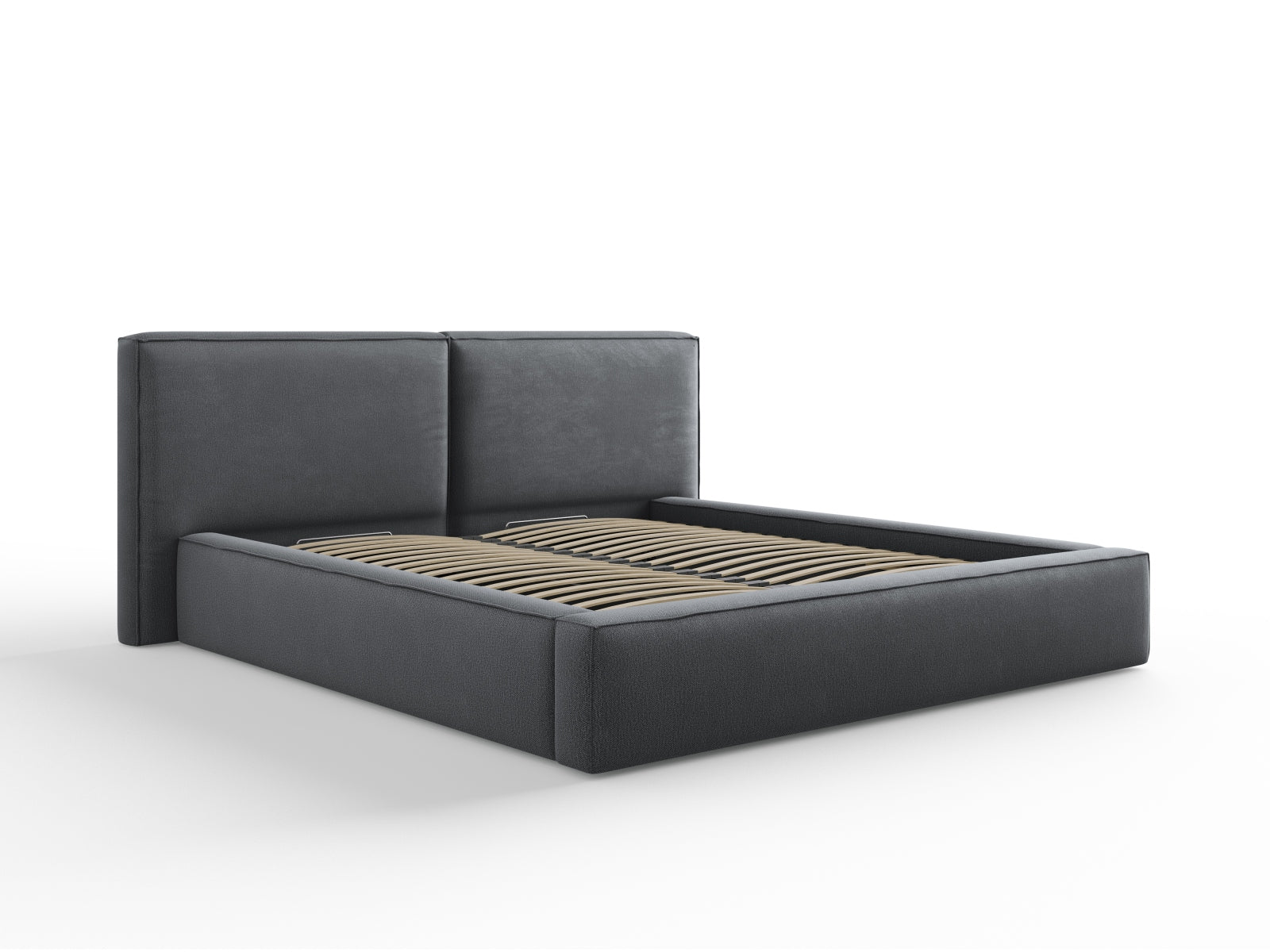 Jodie Bett mit Stauraumfunktion mit doppeltem Headboard 180cm in Dark Grey-Megan präsentiert im Onlineshop von KAQTU Design AG. Bett ist von Micadoni