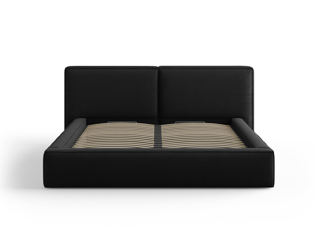 Jodie Bett mit Stauraumfunktion mit doppeltem Headboard 180cm in Black-Megan präsentiert im Onlineshop von KAQTU Design AG. Bett ist von Micadoni