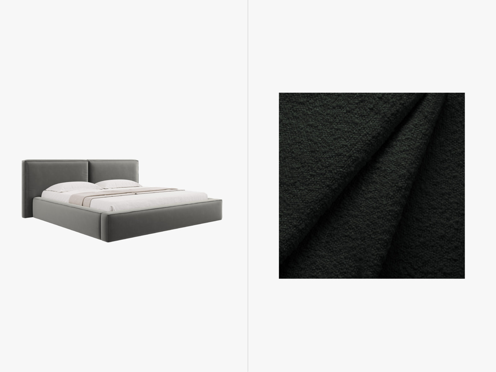 Jodie Boucle Bett mit Stauraum und Headboard  251cm in Black präsentiert im Onlineshop von KAQTU Design AG. Bett ist von Micadoni
