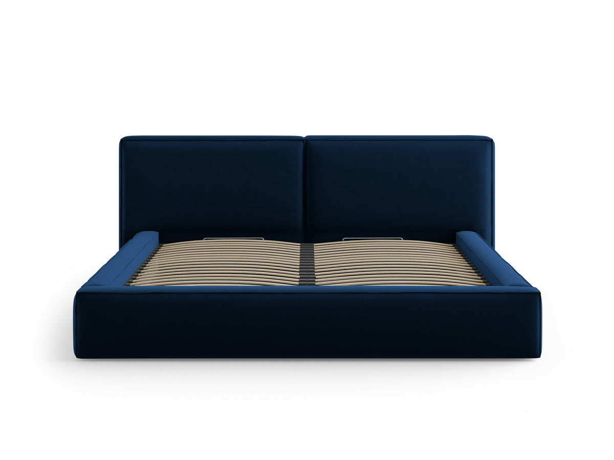 Jodie Bett mit Stauraum und doppeltem Headboard 200cm in Royal Blue-Bluvel präsentiert im Onlineshop von KAQTU Design AG. Bett ist von Micadoni