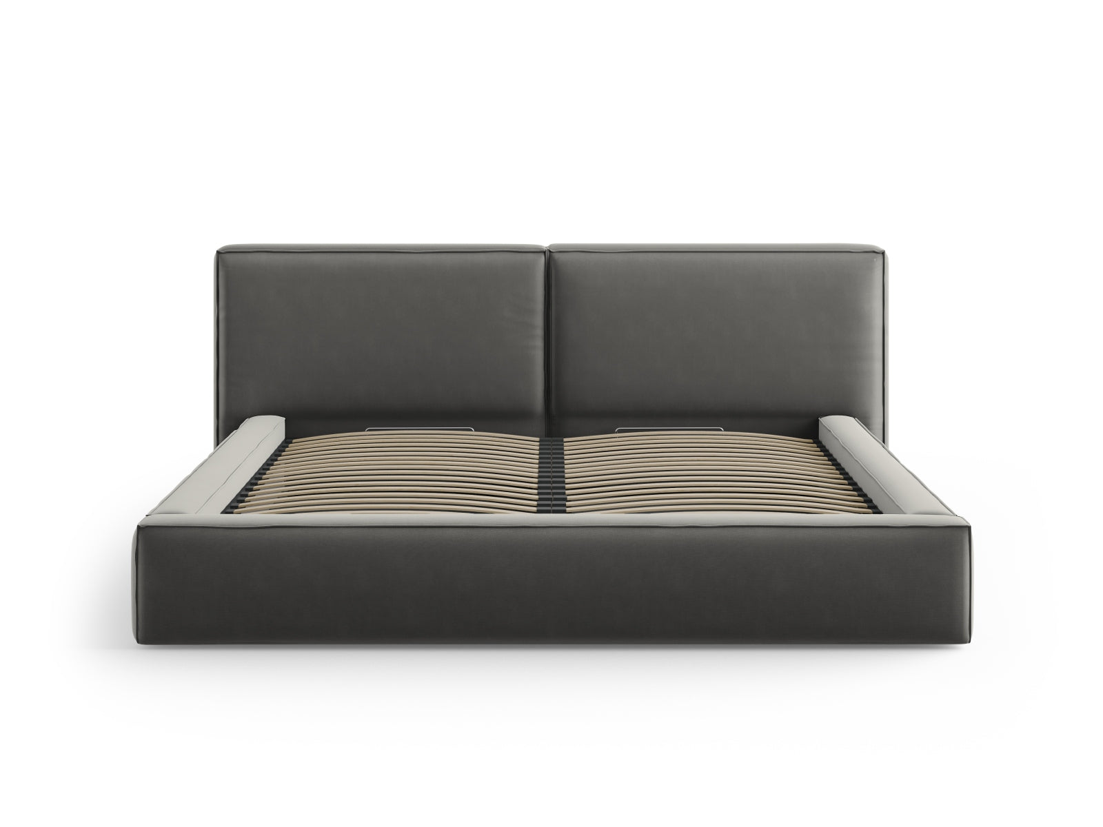 Entdecken Sie das Jodie Velour Bett von Micadoni: luxuriös, mit doppeltem Headboard und praktischem Stauraum für ein stilvolles Schlafzimmer.