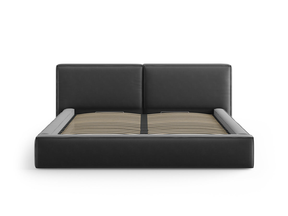 Jodie Bett mit Stauraum und doppeltem Headboard 200cm in Grey-Bluvel präsentiert im Onlineshop von KAQTU Design AG. Bett ist von Micadoni