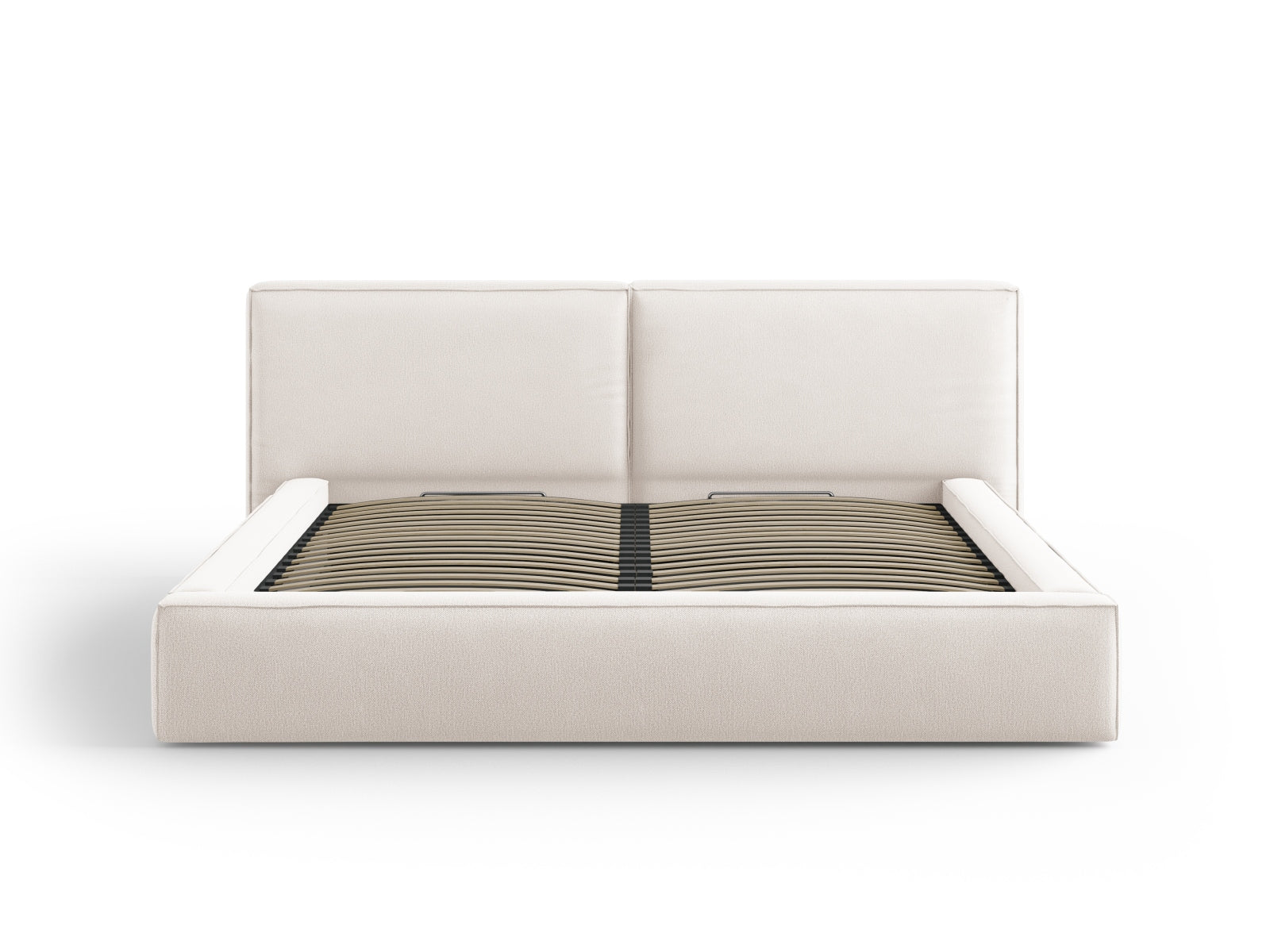 Jodie Bett mit Stauraumfunktion mit doppeltem Headboard  254cm in Light Beige präsentiert im Onlineshop von KAQTU Design AG. Bett ist von Micadoni