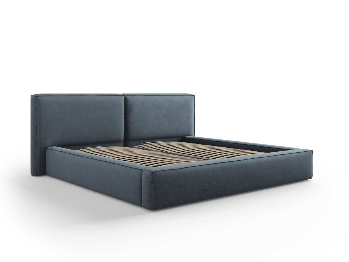 Jodie Bett mit Stauraumfunktion mit doppeltem Headboard 200cm in Blue-Megan präsentiert im Onlineshop von KAQTU Design AG. Bett ist von Micadoni
