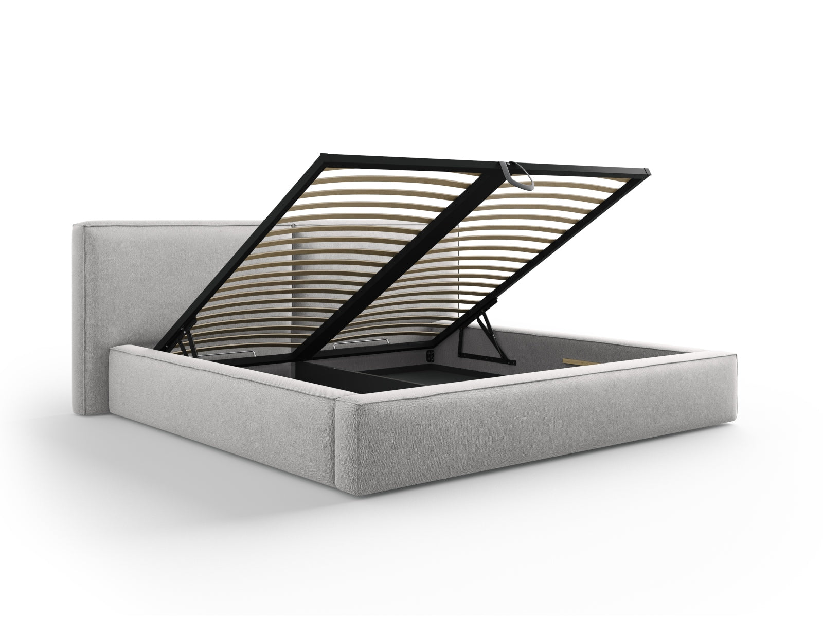 Jodie Bett mit Stauraumfunktion mit doppeltem Headboard  254cm in Light Grey präsentiert im Onlineshop von KAQTU Design AG. Bett ist von Micadoni