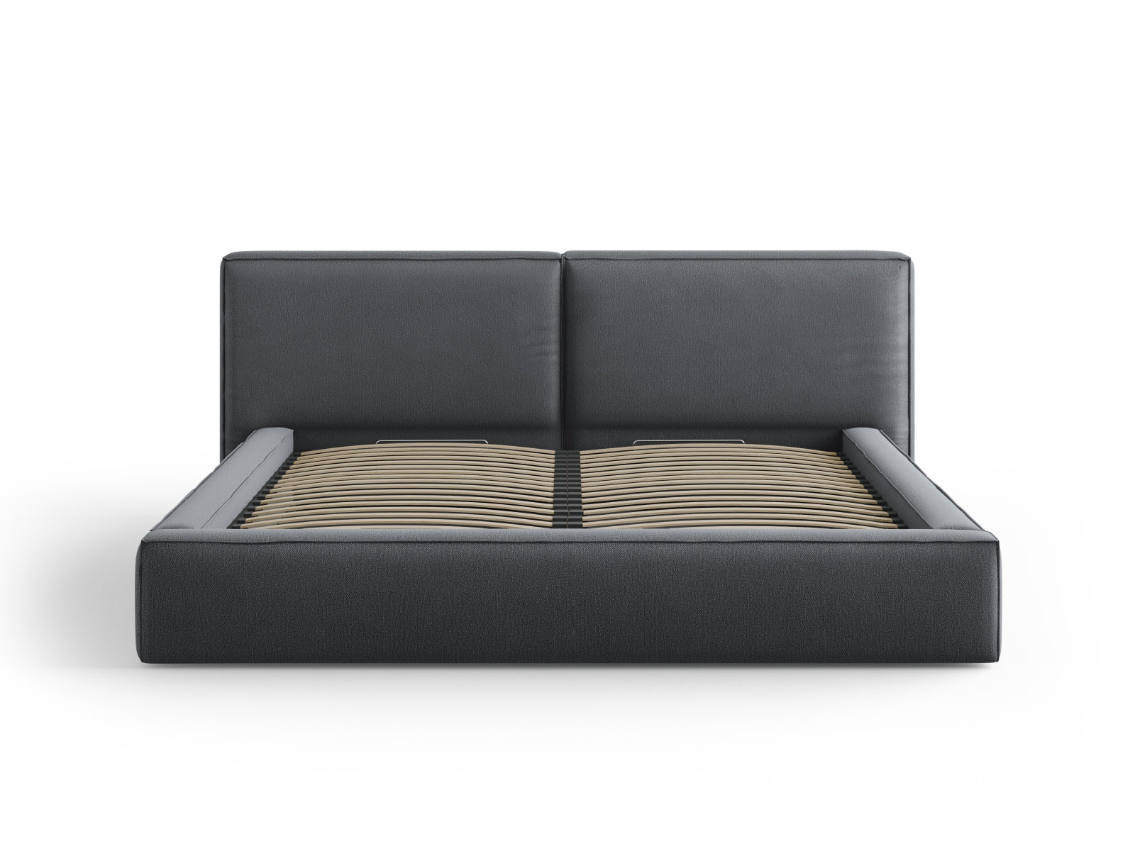Jodie Bett mit Stauraumfunktion mit doppeltem Headboard  254cm in Dark Grey präsentiert im Onlineshop von KAQTU Design AG. Bett ist von Micadoni
