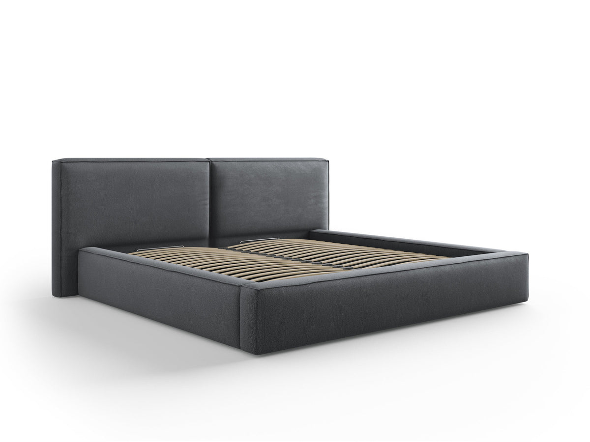 Jodie Bett mit Stauraumfunktion mit doppeltem Headboard 200cm in Dark Grey-Megan präsentiert im Onlineshop von KAQTU Design AG. Bett ist von Micadoni