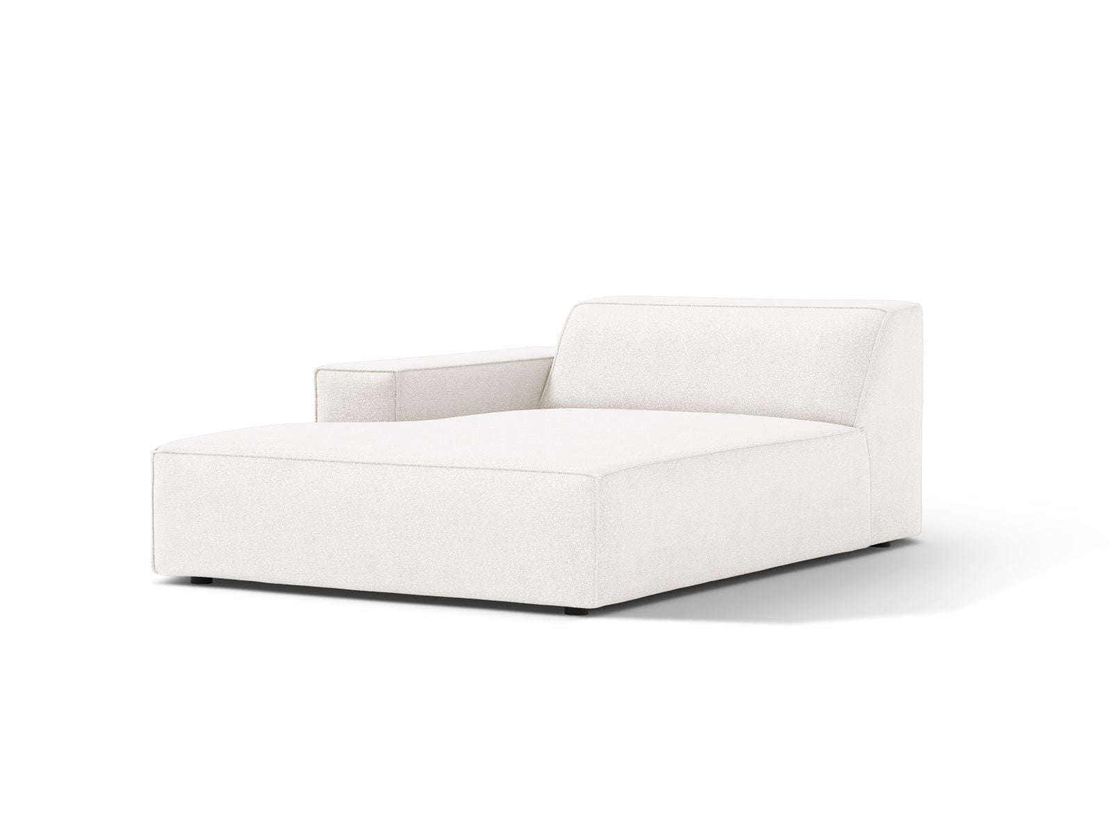 Elegante 1-Sitzer Chaise Longue Links Jodie in stilvollem Weiß, ideal für moderne Wohnräume. Teil der modularen Sofa-Kollektion von Micadoni.