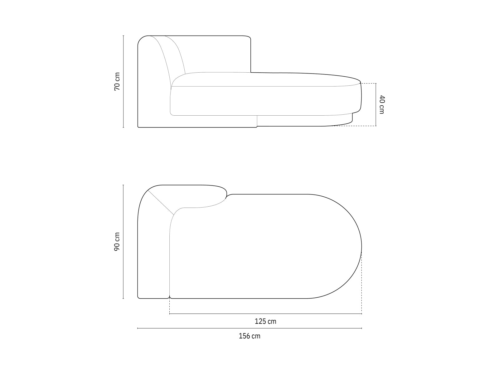 Miley Boucle Sofa Chaise Lounge links 2 Sitzer in Black präsentiert im Onlineshop von KAQTU Design AG. L-Sofa links ist von Micadoni